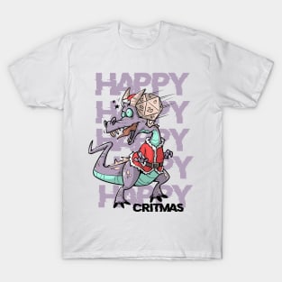 Critical Hit D20 Dice RPG Meme PnP Dragon Happy Critmas Gift T-Shirt